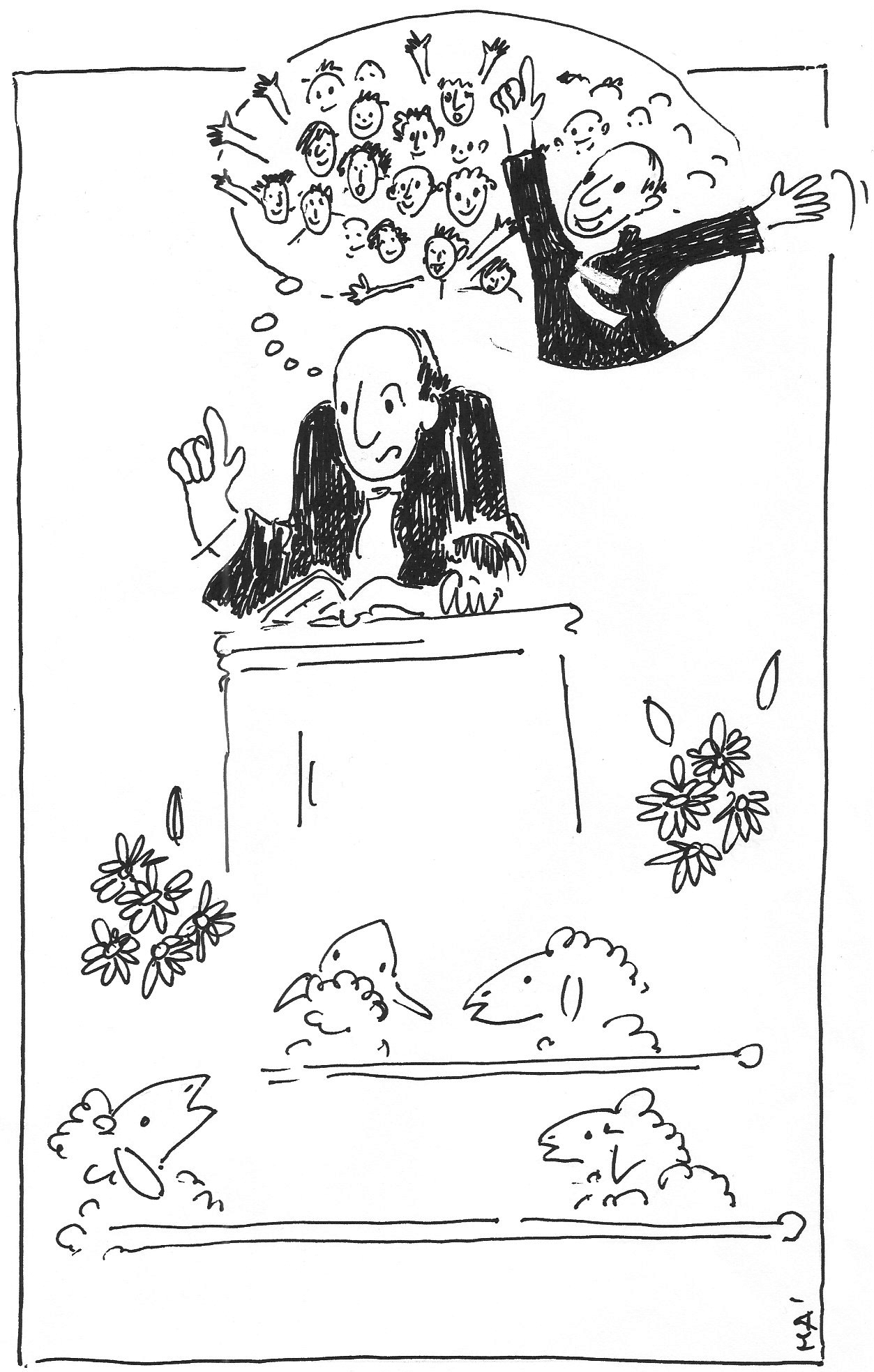 caricature pasteur prêche