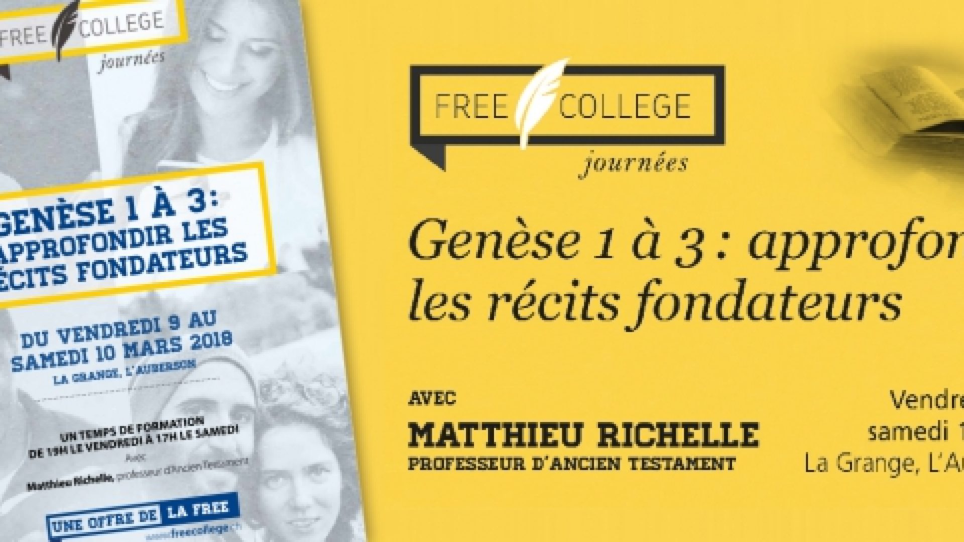 FREE COLLEGE : « Genèse 1 à 3 : approfondir les récits fondateurs » avec Matthieu Richelle