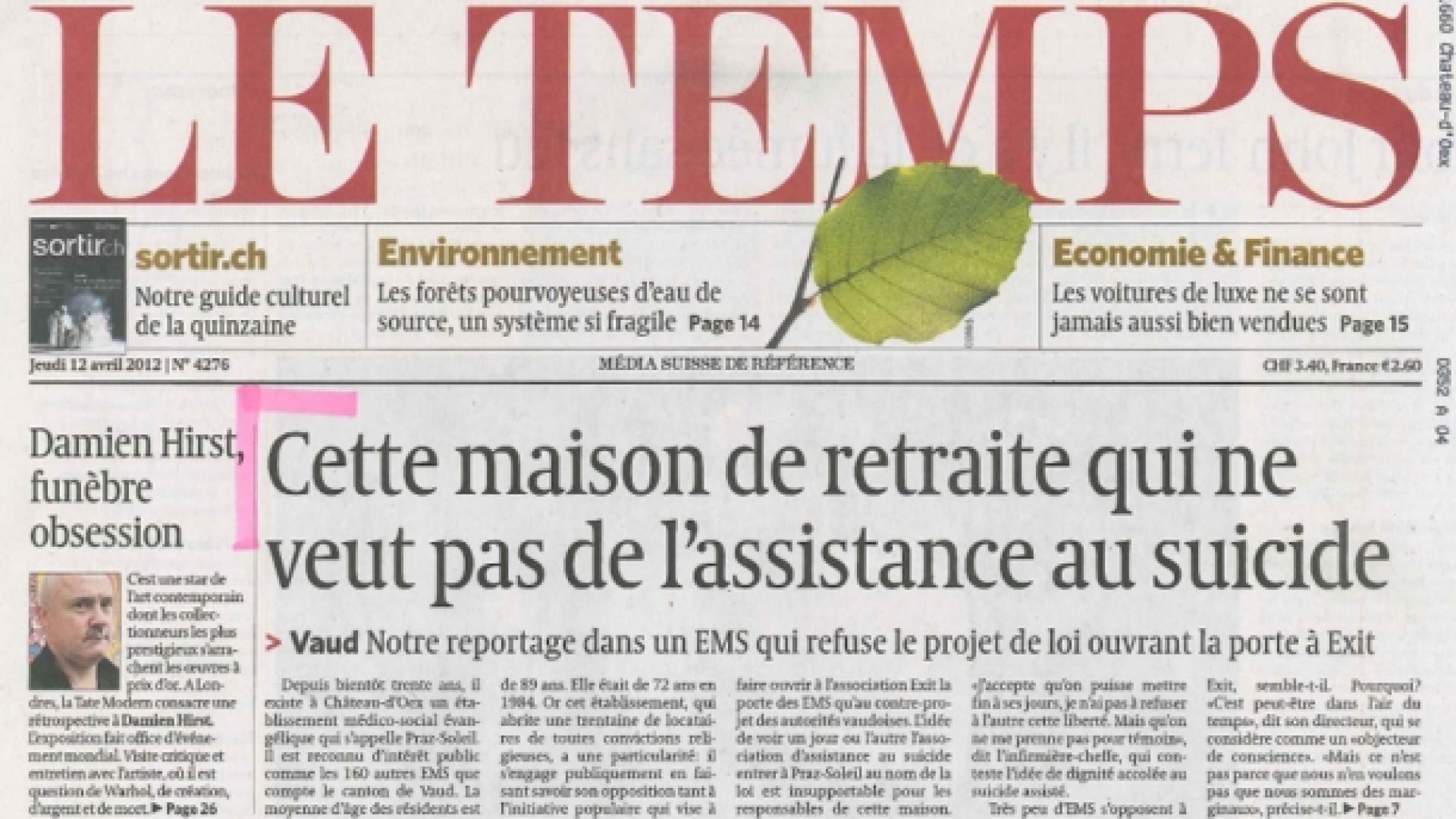 Praz-Soleil fait la une du journal Le Temps