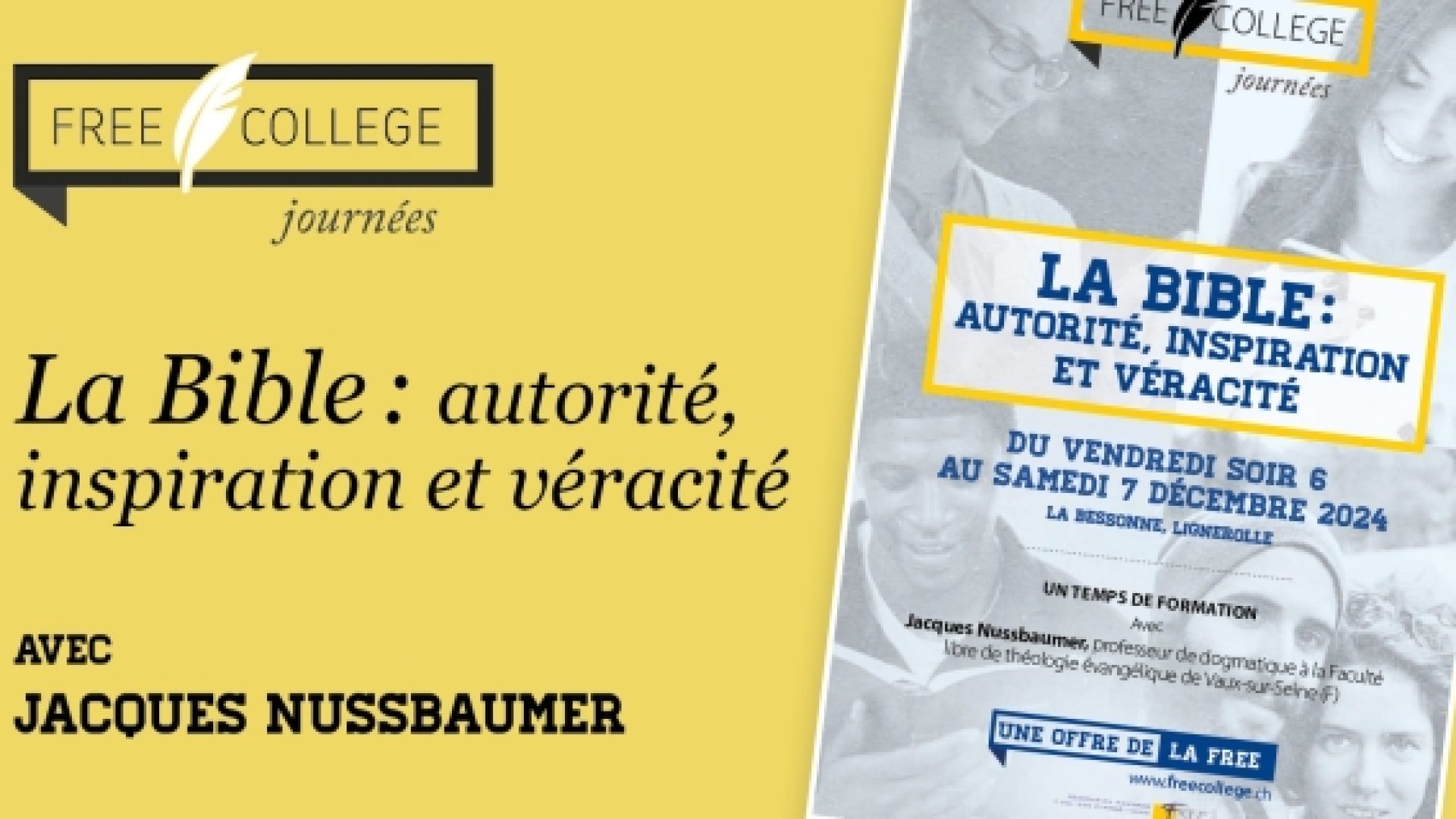 6 et 7 décembre: une journée de formation avec Jacques Nussbaumer sur «La Bible: autorité, inspiration et véracité»