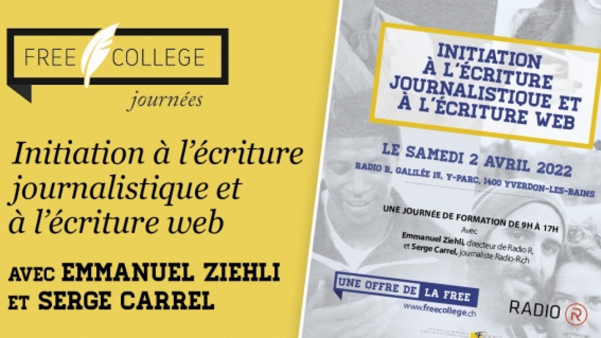 FREE COLLEGE et Radio R le samedi 2 avril : « Initiation à l’écriture journalistique et à l’écriture web »