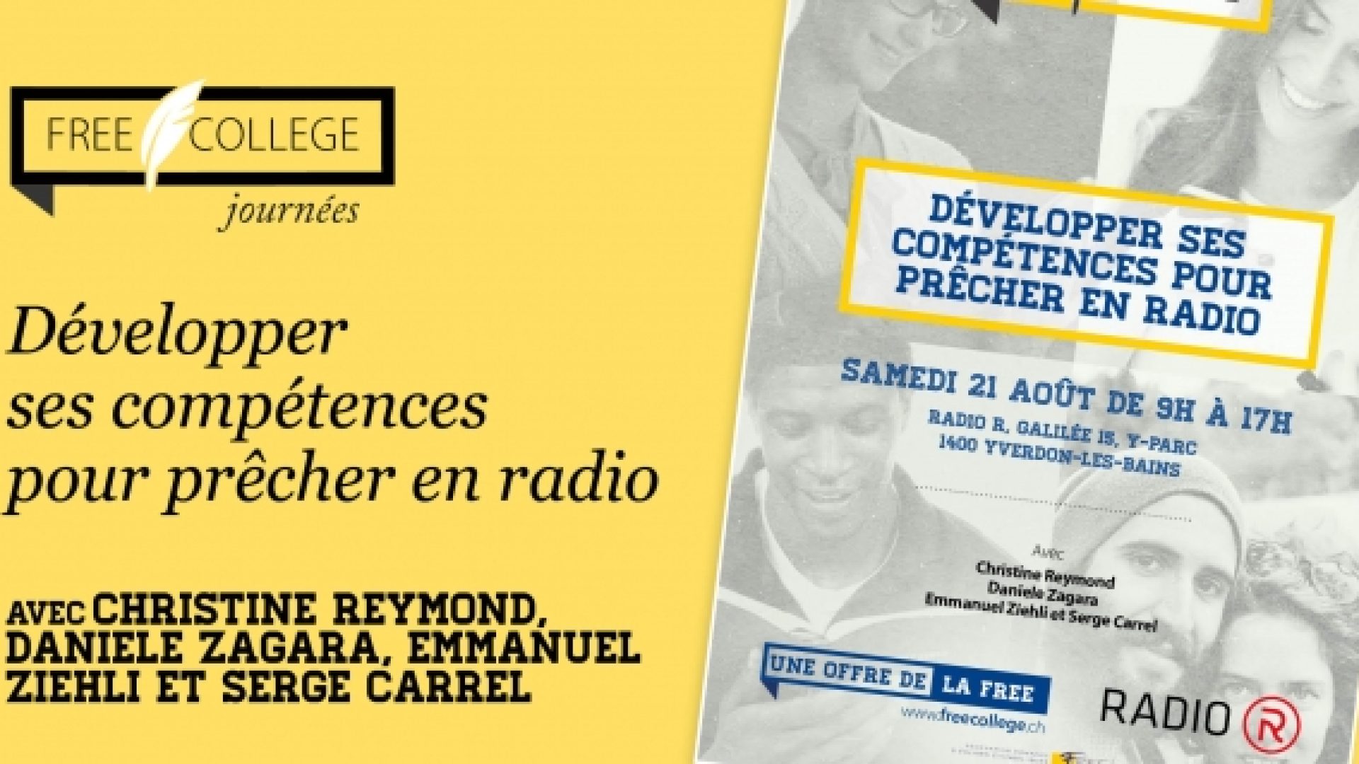 FREE COLLEGE et Radio R le 21 août: «Développer ses compétences pour prêcher en radio»