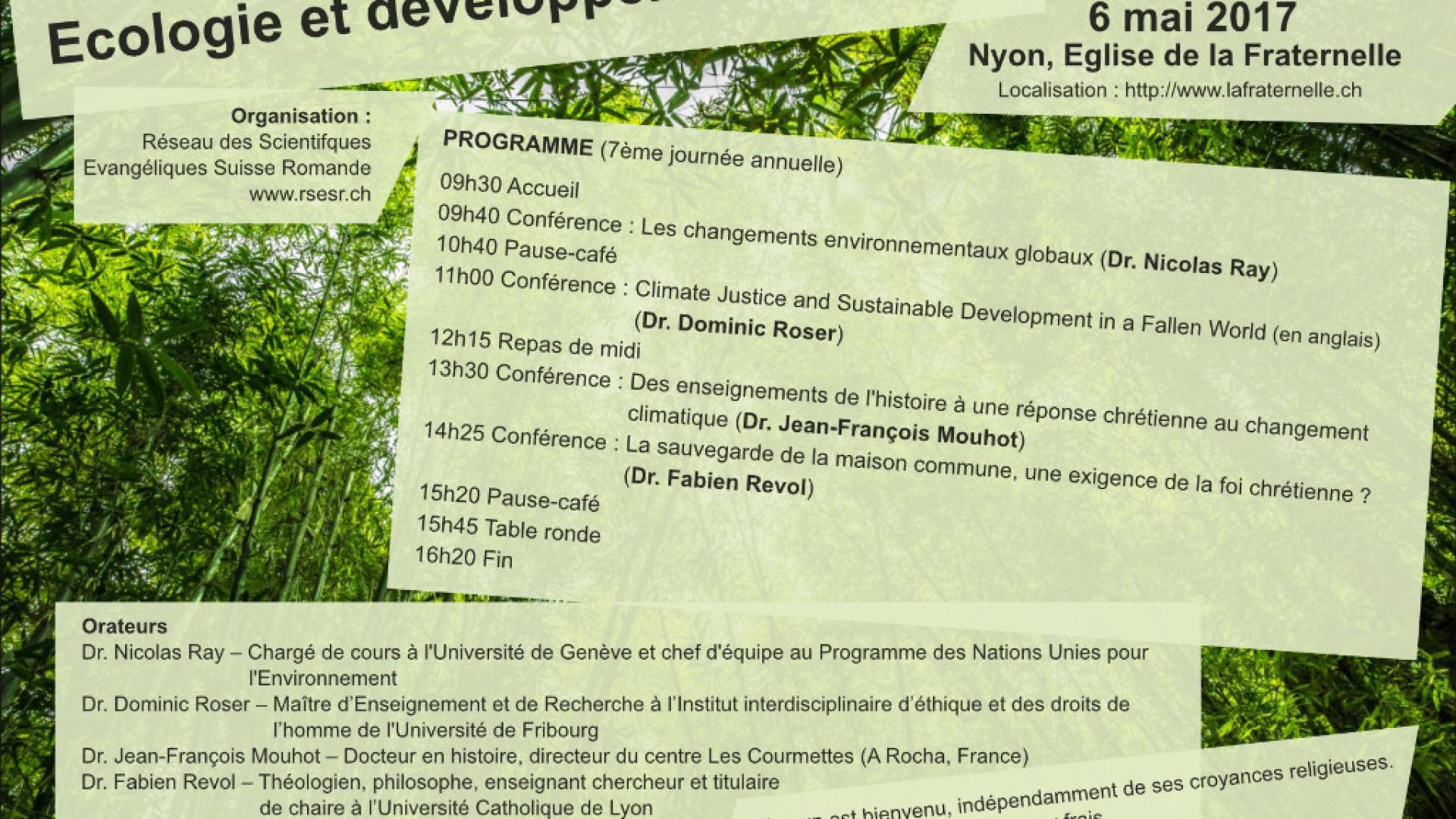 6 mai: « Ecologie et développement durable » au menu de la prochaine journée des scientifiques évangéliques