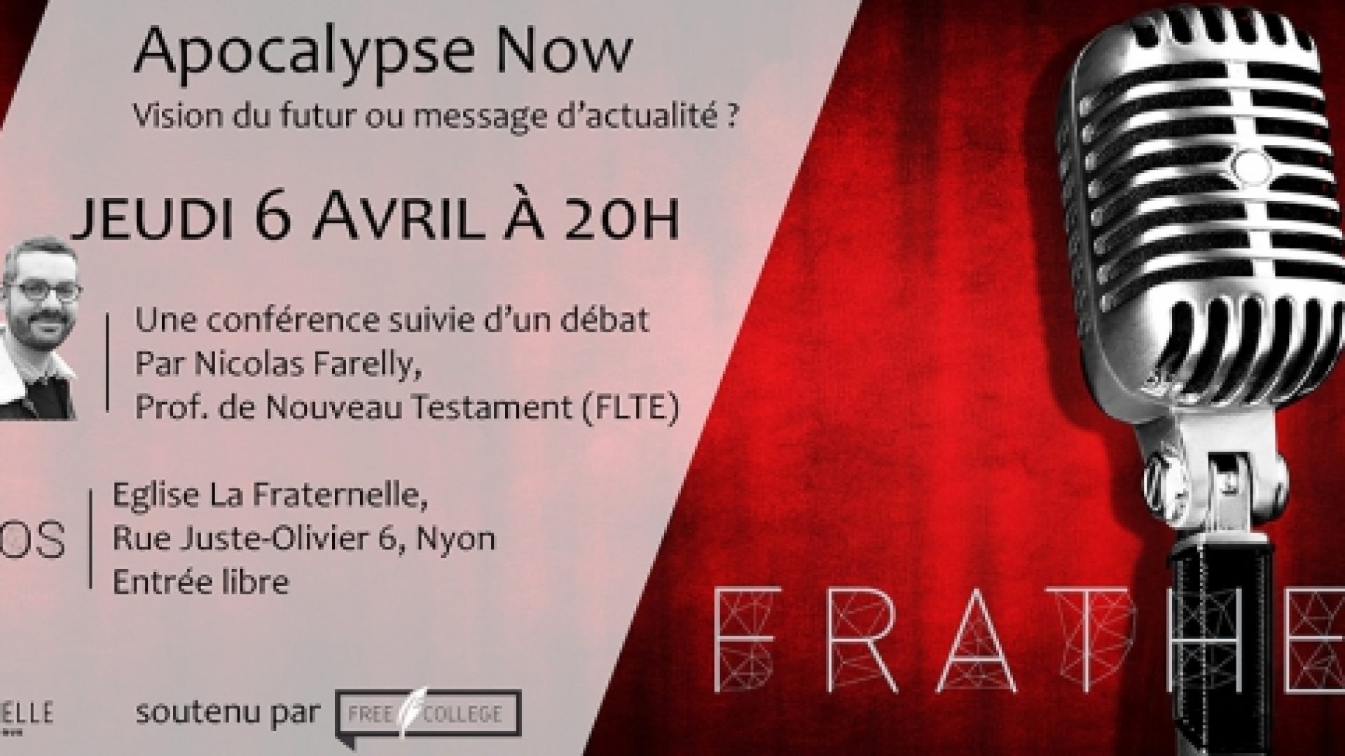 6 avril : une conférence sur l’Apocalypse à Nyon avec Nicolas Farelly