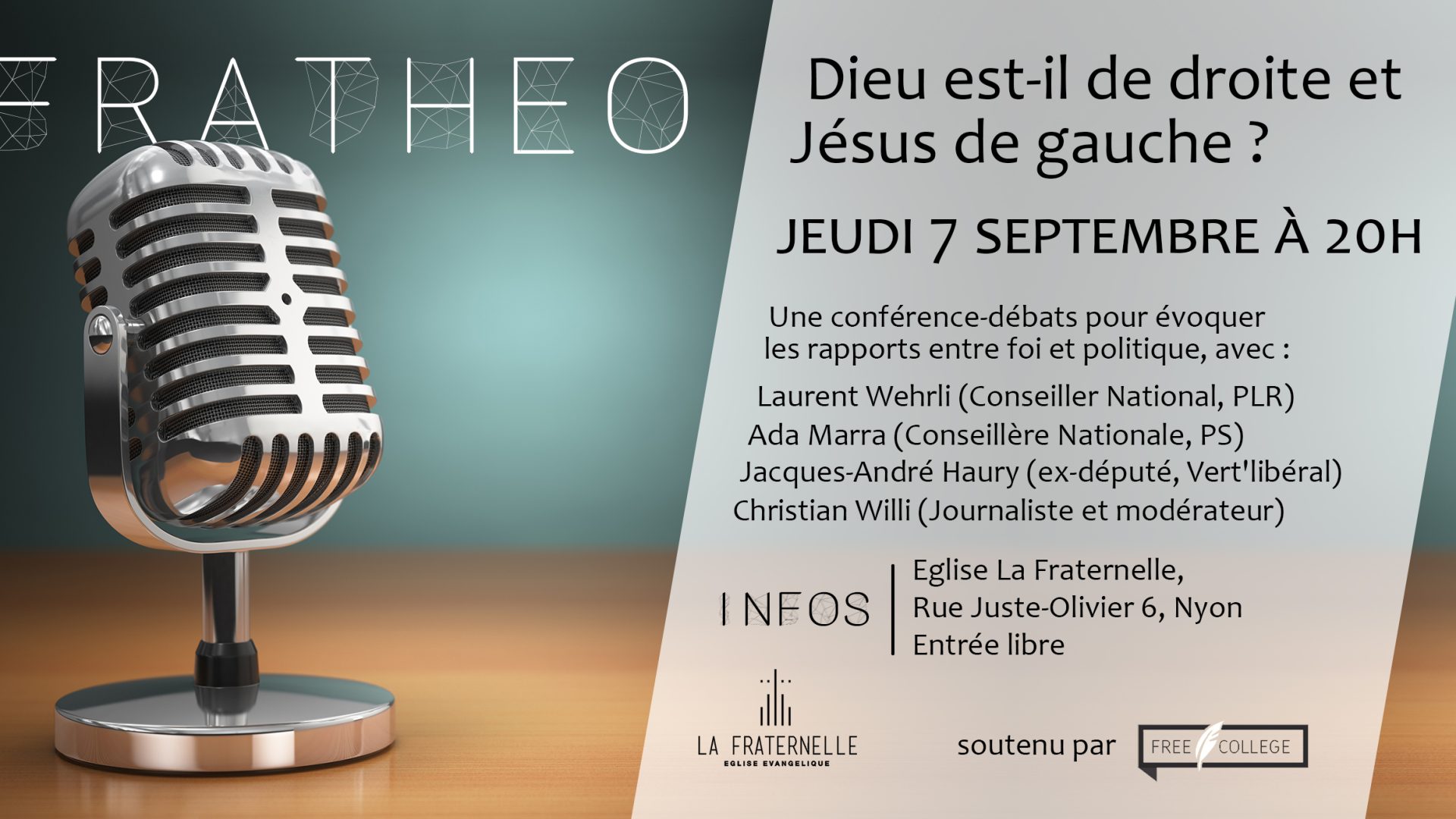 « Dieu voterait-il à droite ? Jésus à gauche ? » Réponse le 7 septembre à Nyon !