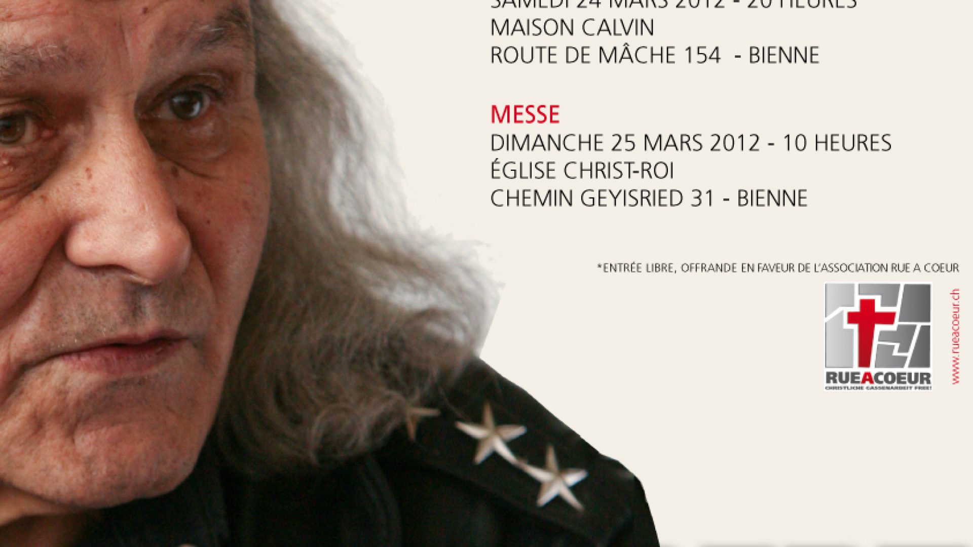 Du 23 au 25 mars, Guy Gilbert animera une série de rencontres à Bienne