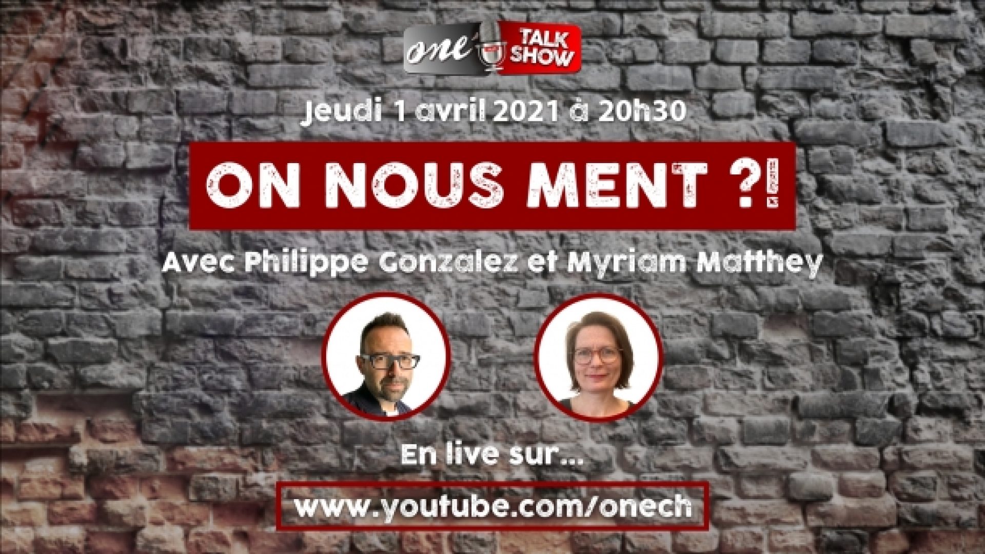 One' lance son premier One'talkshow le 1er avril, et ce n'est pas un gag!