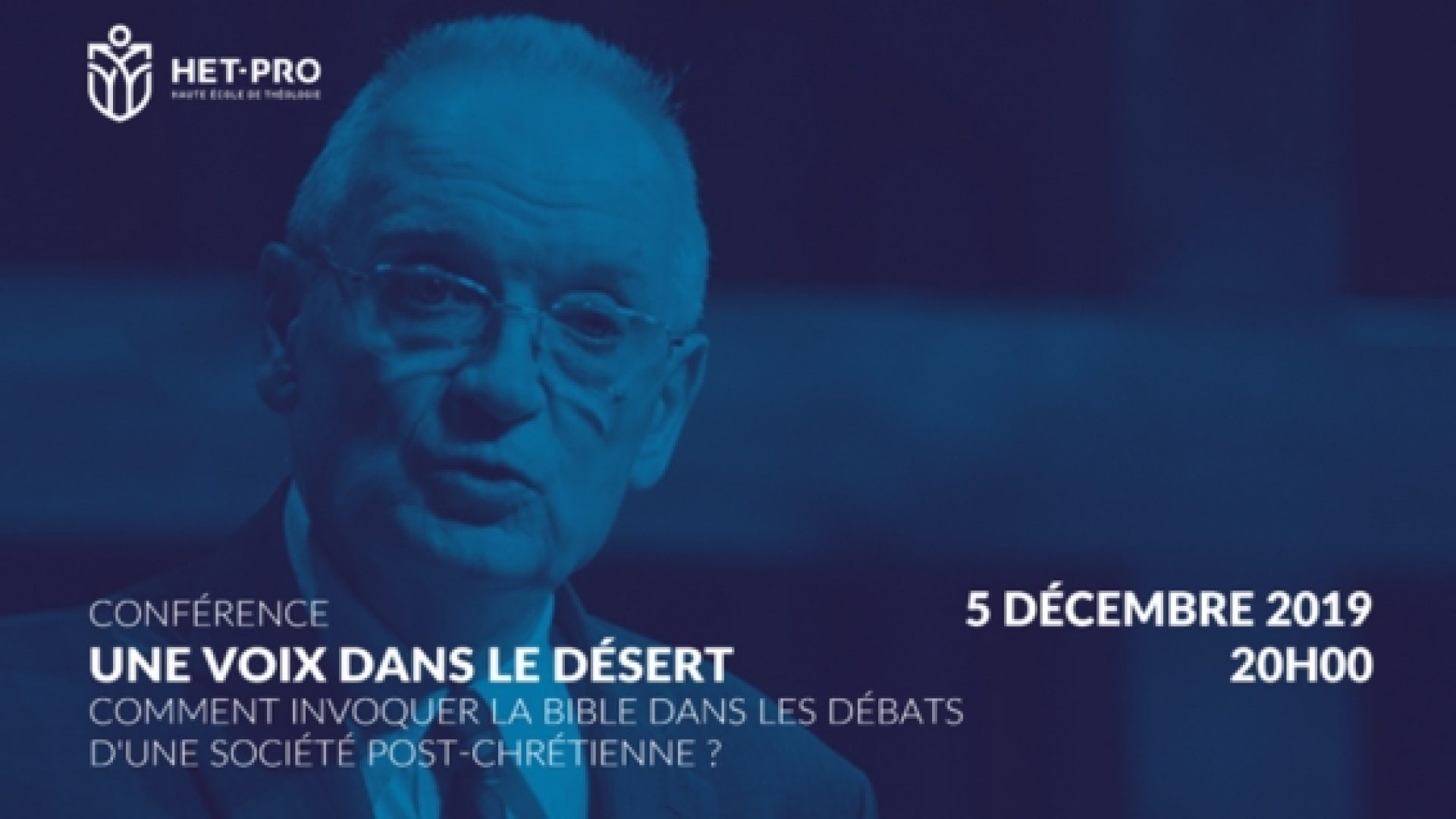 Le 5 décembre, Henri Blocher donne une conférence : « Une voix dans le désert. Comment invoquer la Bible dans les débats d’une société postchrétienne ? »