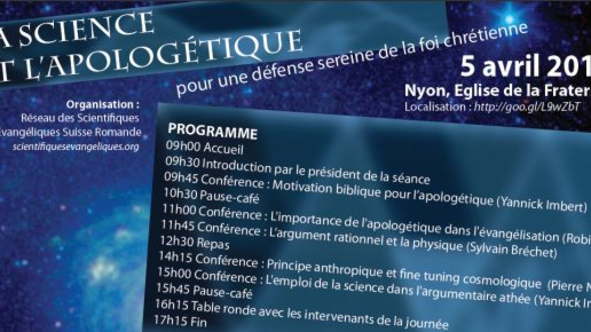 La science et l’apologétique au programme de la rencontre des scientifiques évangéliques le 5 avril